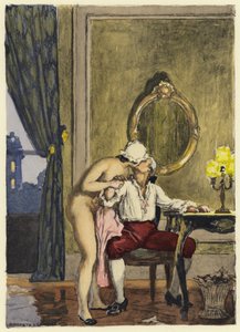 Ilustración para las memorias de Casanova (litografía en color)