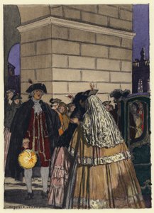 Ilustración para las memorias de Casanova (litografía en color) de Jules Marie Auguste Leroux