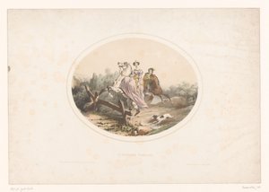 Una mujer noble salta una valla con su caballo
La barrière franchie (título en el objeto) de Jules Marie Desandre