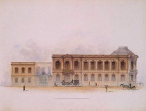 El Palacio Stroganov en San Petersburgo. Fachada, 1863 de Jules Mayblum