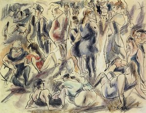 Playa Americana; Plage American, c.1917 de Jules Pascin