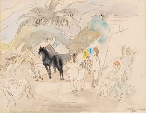 Figuras y Dos Caballos en un Paisaje, 1921