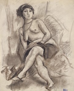 Modelo desnudo sentado