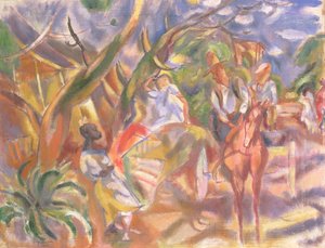 Escena sureña con hombre conduciendo un carruaje de Jules Pascin