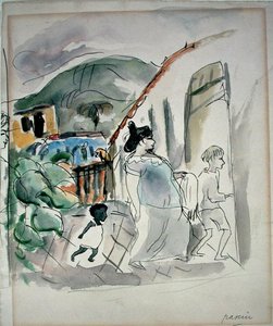 Mujer y dos niños de Jules Pascin