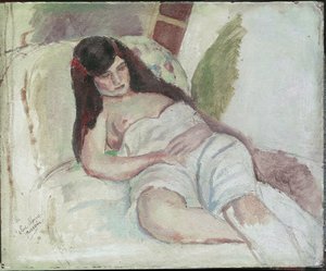 Mujer acostada (con la inscripción Vive Elvire) de Jules Pascin
