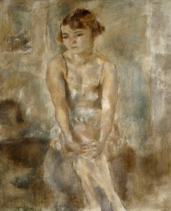 Joven Mujer Sentada en Camisa de Jules Pascin