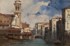 La Iglesia de San Trovaso, Venecia, c. 1830 de Jules Romain Joyant