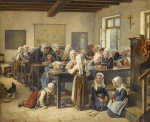 Una escuela de niñas bretonas de Jules Trayer