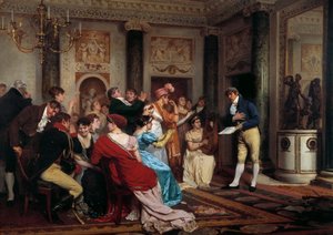 La moda del romance. Lectura de una obra de teatro en un salón parisino. (Salón Literario) de Jules Worms