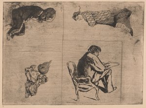 Edmond dibujando, Stenterello y otros bocetos de Jules de Goncourt