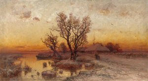 Atardecer sobre una aldea ucraniana, 1915 de Juli Julievich Klever