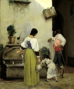 En el abrevadero, 1876-1877 de Julian Alden Weir