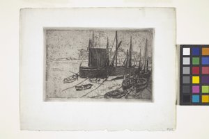 Barcos en Port Erin - Isla de Man (aguafuerte) de Julian Alden Weir