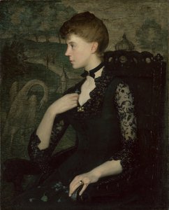 El vestido de encaje negro (Retrato de la esposa del artista) de Julian Alden Weir