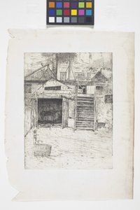 El taller del carpintero (grabado) de Julian Alden Weir