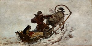 Perros de caza, c.1886 (óleo sobre lienzo) de Julian Falat