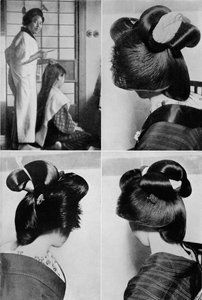 Se necesitan dos horas para el peinado de una geisha, el peinado dura varios días