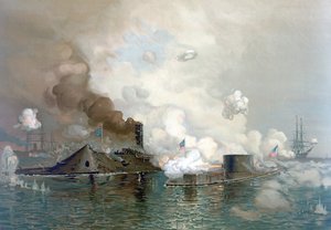 El Monitor y Merrimac, 9 de marzo de 1862, pub. 1886