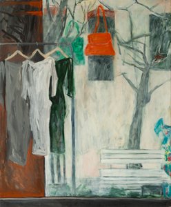 La tienda de ropa, 2016 (óleo sobre lienzo) de Julie Held