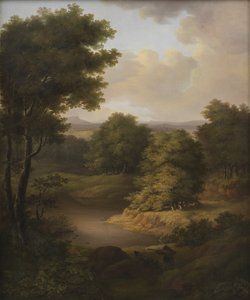 Caza de patos en un paisaje boscoso de Julie Lütken