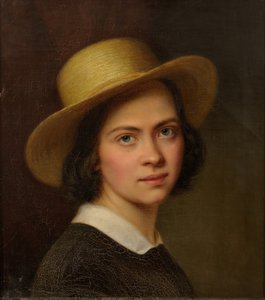 Estonio: "Autorretrato (con sombrero de paja)" de Julie Wilhelmine Hagen Schwarz