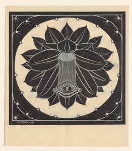 Flor en marco cuadrado con formas de estrella de Julie de Graag (signed by artist)