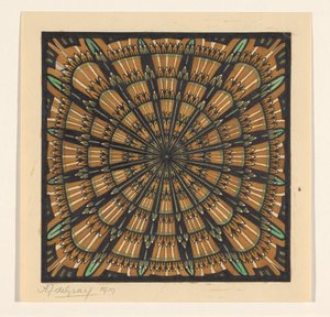 Diseño para una alfombra cuadrada de Julie de Graag (signed by artist)