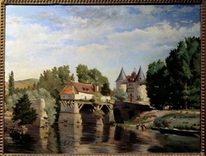 Las ruinas del puente de Vernon. Pintura de Julien Devos (1846 - 1925) de Julien Devos