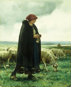 Una pastora con su rebaño de Julien Dupre