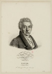 Instituto Real de Francia, 4.ª clase. (Pintura.) David, (Jacques-Louis.) Nacido en París el 30 de agosto de 1749, elegido en 1796. de Julien Leopold Boilly