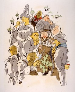 Ilustración humorística del vino 1946.Ilustración de Julien Pavil de Julien Pavil