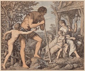 Adán y Eva después de la caída, Génesis, III de Julius (after) Schnorr von Carolsfeld