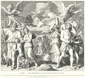 Babel, la Dispersión de los Descendientes de Noé (grabado) de Julius (after) Schnorr von Carolsfeld