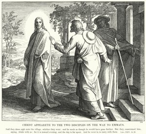 Cristo Aparece a los Dos Discípulos en el Camino a Emaús de Julius (after) Schnorr von Carolsfeld