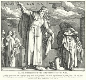 Daniel Interpreta la Escritura en la Pared (grabado) de Julius (after) Schnorr von Carolsfeld