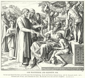 Dios Magnifica y Bendice a Job de Julius (after) Schnorr von Carolsfeld