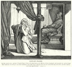 La Oración de Ana (grabado) de Julius (after) Schnorr von Carolsfeld