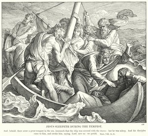 Jesús Duerme durante la Tempestad (grabado)
