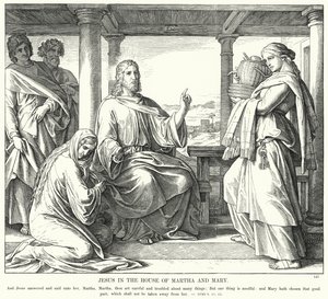 Jesús en la Casa de Marta y María de Julius (after) Schnorr von Carolsfeld