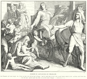 José es Ascendido por el Faraón de Julius (after) Schnorr von Carolsfeld