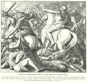 Josué Ordena al Sol y la Luna que se Detengan (grabado) de Julius (after) Schnorr von Carolsfeld