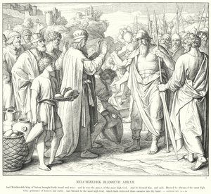 Melquisedec bendice a Abram (grabado) de Julius (after) Schnorr von Carolsfeld