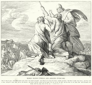 Las Manos de Moisés Sostenidas y Amalec Vencido (grabado) de Julius (after) Schnorr von Carolsfeld