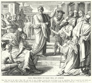 Pablo predicando en el Areópago de Atenas de Julius (after) Schnorr von Carolsfeld