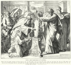Pablo y Bernabé en Listra (grabado) de Julius (after) Schnorr von Carolsfeld