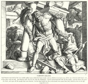 La muerte de Sansón (grabado) de Julius (after) Schnorr von Carolsfeld