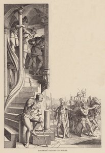 El regreso de Sigfrido a Worms (grabado) de Julius (after) Schnorr von Carolsfeld