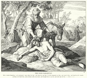El Buen Samaritano (grabado) de Julius (after) Schnorr von Carolsfeld