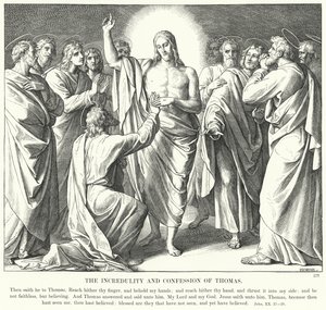 La Incredulidad y Confesión de Tomás (grabado) de Julius (after) Schnorr von Carolsfeld